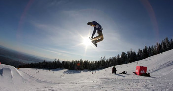 Snowboarder in action