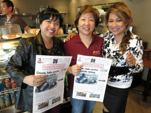 Surrey community leader Narima dela Cruz, Richmond’s Kumare Restaurant owner, Mary Loa, MVI News co-publisher & head of advertising & marketing, Luisa Marshall.