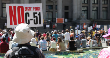 Demonstrators gather in Downtown Vancouver on May 30 as a protest to Bill C-51. The convergence is part of a National Day of Action with events happening across Canada.