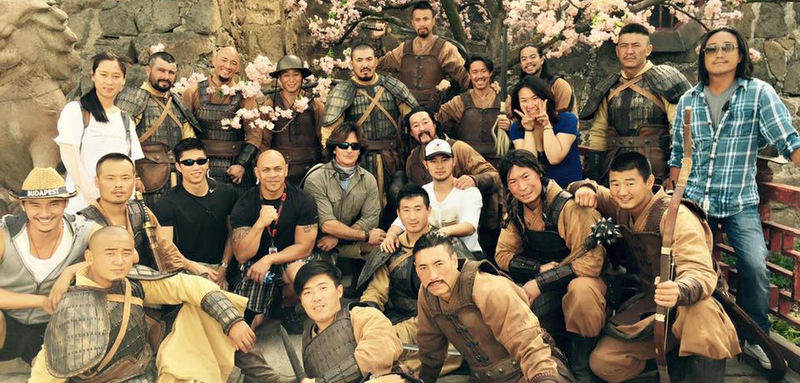Brett on set with Marco Polo crew.